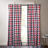 Poplin Buffalo Checkered Window Curtain 56 Inch Wide Black Red and White