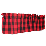 Poplin Buffalo Checkered Window Valance 58" Wide - Black and Red