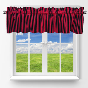 Cotton Window Valance Stripe Print 58 Inch Wide / 1/2 Inch Stripe Black and Red