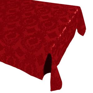 Flocking Damask Taffeta Tablecloth Red on Red