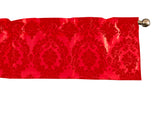 Flocked Damask Window Valance 58" Wide - Red on Red