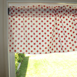 Cotton Stars Print Window Valance 58" Wide Red Stars on White