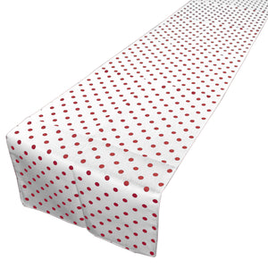 Cotton Print Table Runner Polka Dots Small Dots Red on White