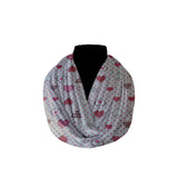 Cotton Blend Infinity Scarf Hearts and Dots Print