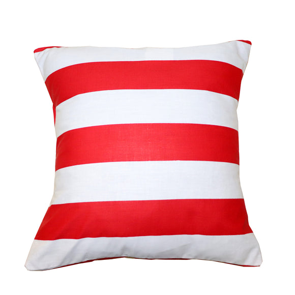 Cotton 2 Inch Stripe Decorative Throw Pillow/Sham Cushion Cover Red & White