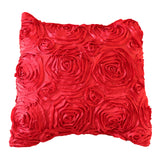 Satin Rosette Decorative Throw Pillow/Sham Cushion Cover Red