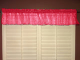 Silver Stars on Sheer Organza Tinted Window Valance 58" Wide - Red
