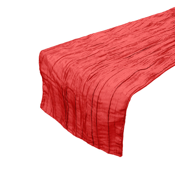 Crinkle Taffeta Crushed Style Decorative Table Runner Red