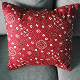 Cotton Bandanna Print Floral Decorative Throw Pillow/Sham Cushion Cover Red