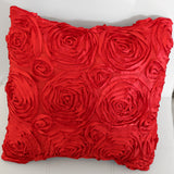 Satin Rosette Decorative Throw Pillow/Sham Cushion Cover Red