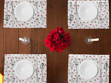 Tiny Flower Dots Print Cotton Dinner Table Placemats Holiday Home Decoration 13" x 19" (Pack of 4)