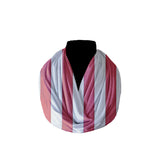 Cotton Blend Infinity Scarf 2 Inch Wide Stripes Print