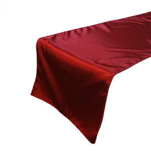 Shiny Satin Table Runner Solid Red