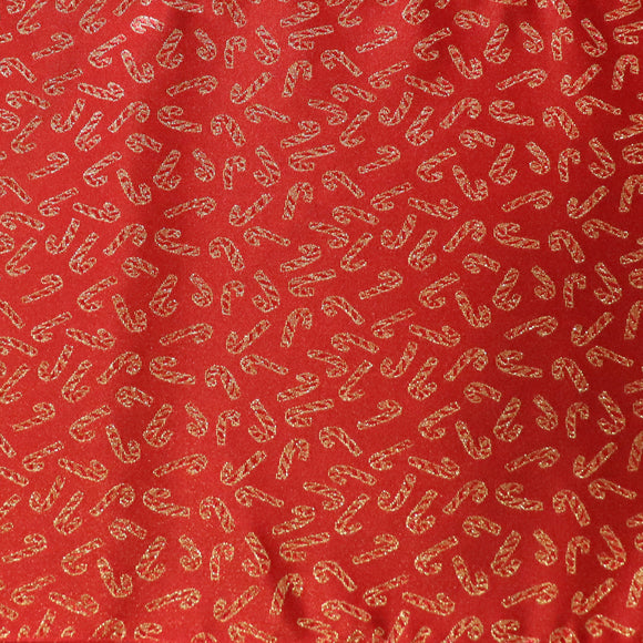 Heavy Brocade Shiny Tinsel Threads Candy Cane Design Fabric 56