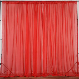 Sheer Chiffon Curtain Panel 58 Inch Wide Window Treatment Red