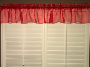 Sheer Organza Window Valance 58" Wide Solid Red