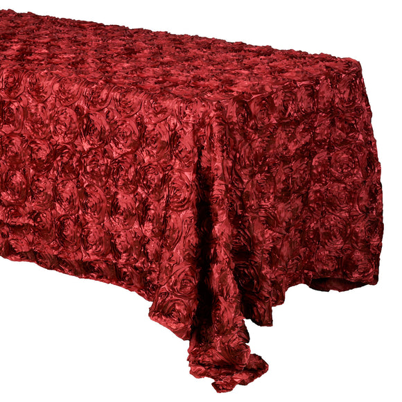Satin Rosette 3D Pop-Up Floral Tablecloth Red