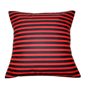 Cotton 1/2 Inch Stripe Throw Pillow/Sham Cushion Cover - Red and Black