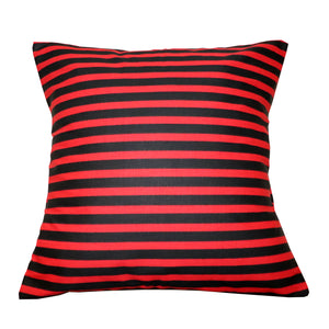 Cotton 1/2 Inch Stripe Decorative Throw Pillow/Sham Cushion Cover Red and Black