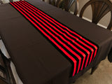 Cotton Print Table Runner 1 Inch Wide Stripes Red and Black