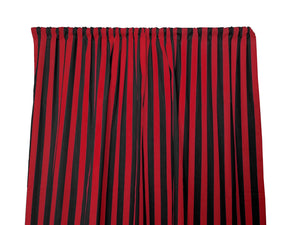 Cotton Curtain Stripe Print 58 Inch Wide / 1 Inch Stripe Red and Black