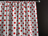 Cotton Curtain Polka Dots Print 58 Inch Wide / Red on White