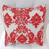 Flocked Damask Decorative Throw Pillow/Sham Cushion Cover Red on White