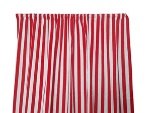 Cotton Curtain Stripe Print 58 Inch Wide / 1 Inch Stripe Red and White