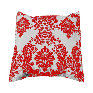 Flocked Damask Decorative Throw Pillow/Sham Cushion Cover Red on White