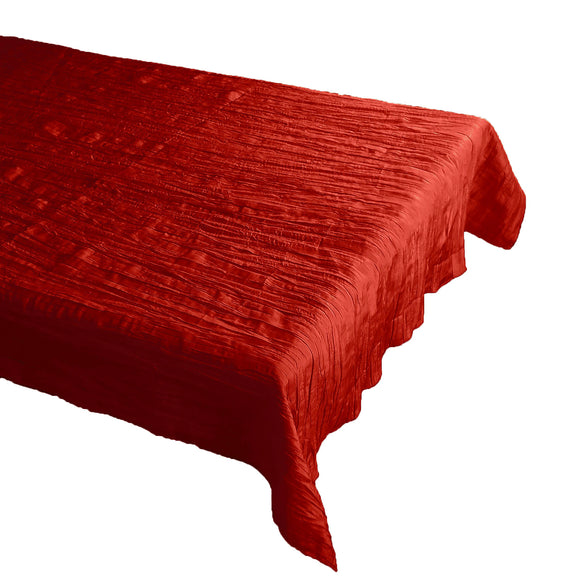 Crinkle Style Crushed Taffeta Tablecloth Red
