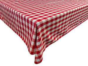 Polyester Poplin Gaberdine Durable Tablecloth Gingham Checkered Plaid Red