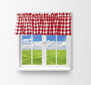 Cotton Gingham Checkered Window Valance 58" Wide Red