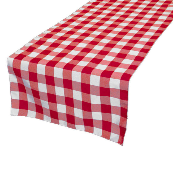 Poplin Table Runner Gingham Checkered Red