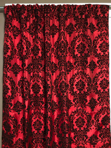 Flocking Damask Taffeta Window Curtain 56 Inch Wide Red