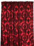 Flocking Damask Taffeta Window Curtain 56 Inch Wide - Red