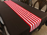 Cotton Print Table Runner 1 Inch Wide Stripes Red and White