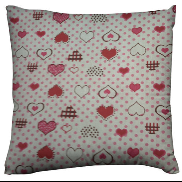 Hearts and Dots Floral Print Decorative Cotton Throw Pillow/Sham Cushion Cover Red