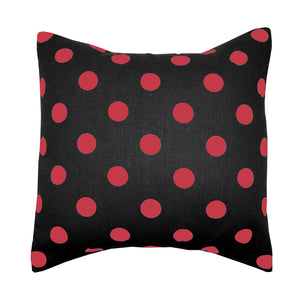 Cotton Polka Dots Decorative Throw Pillow/Sham Cushion Cover Red on Black