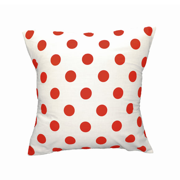 Cotton Polka Dots Decorative Throw Pillow/Sham Cushion Cover Red On White