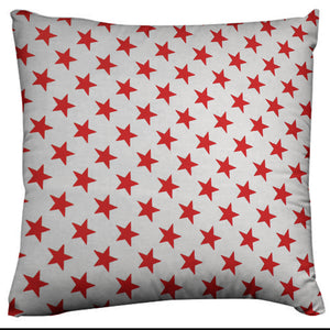 Cotton Stars Print Decorative Throw Pillow/Sham Cushion Cover - Red on White