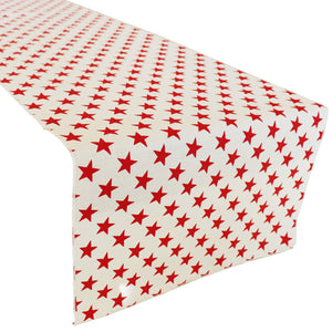 Cotton Print Table Runner Stars - Red on White