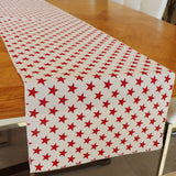 Cotton Print Table Runner Stars Red on White
