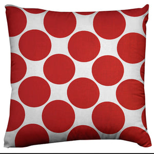 Large Circle Dots Decorative Cotton Throw Pillow/Sham Cushion Cover Red on White