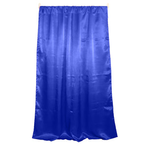 Shiny Satin Solid Single Curtain Panel Drapery 58 Inch Wide Royal Blue