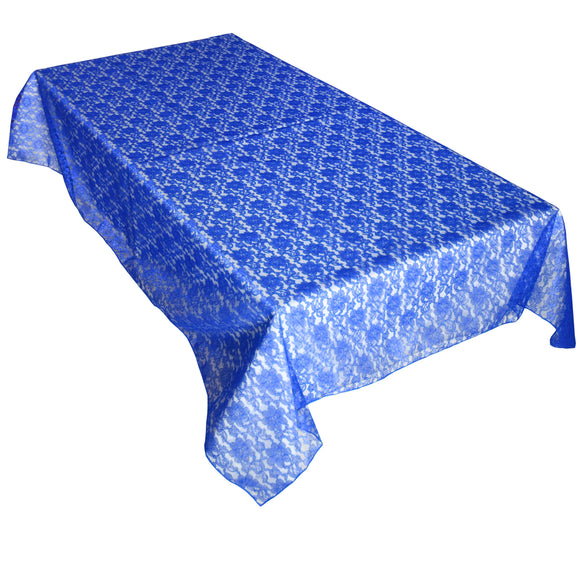 Sheer Lace Tablecloth Overlay Wedding and Party Decoration Royal Blue