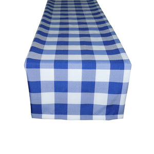 Poplin Table Runner Buffalo Gingham Checkered - Royal Blue and White