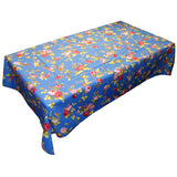 Cotton Tablecloth Floral Print Vintage Floral Large Roses Royal Blue