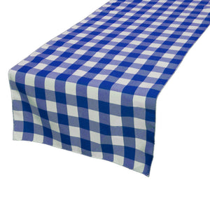 Poplin Table Runner Gingham Checkered Royal Blue