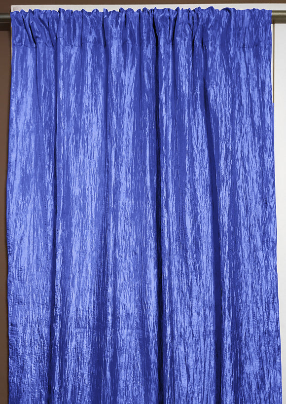 Crinkle Taffeta Crushed Pattern Single Curtain Panel 54 Inch Wide Royal Blue