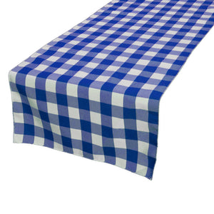Cotton Print Table Runner Gingham Checkered - Royal Blue